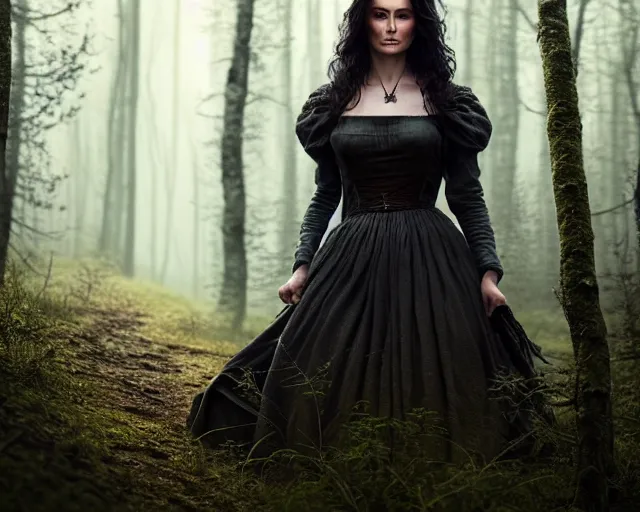 Prompt: 5 5 mm portrait photo of olga kurilenko as real life tough looking yennefer of vengerberg, in a forest. magical atmosphere. art by greg rutkowski. highly detailed 8 k. intricate. lifelike. soft light. nikon d 8 5 0.