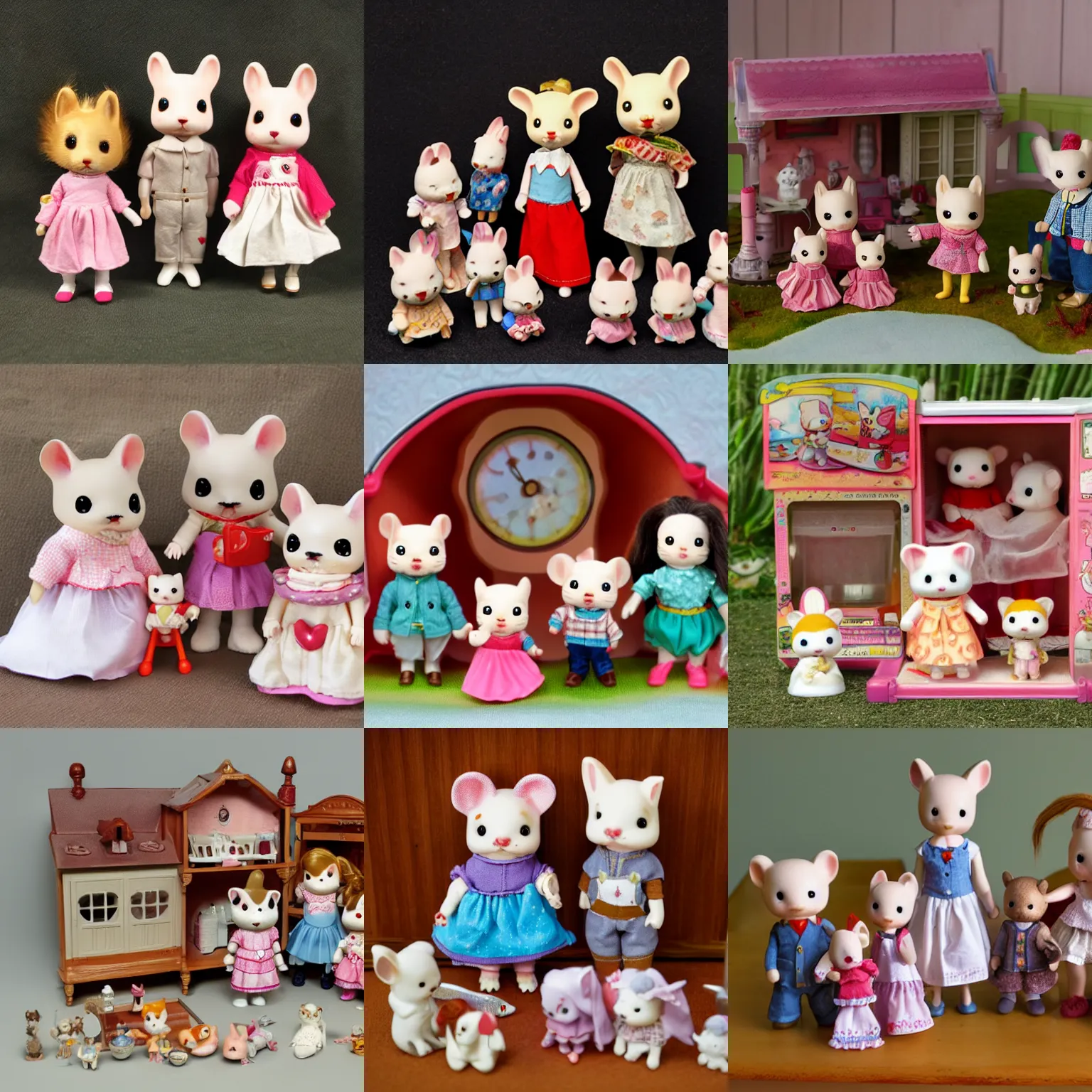 Prompt: creepy sylvanian family toyset