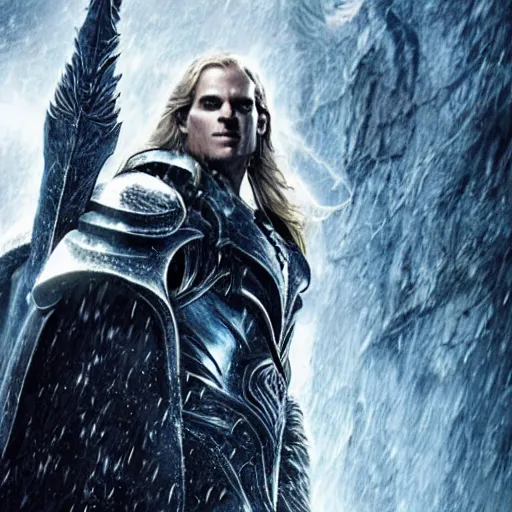 Image similar to henry cavill as arthas menethil