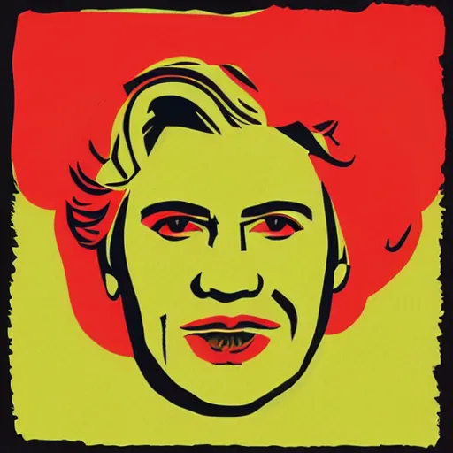 Prompt: taras schevchenko. face. simple vector graphics icon by andy warhol