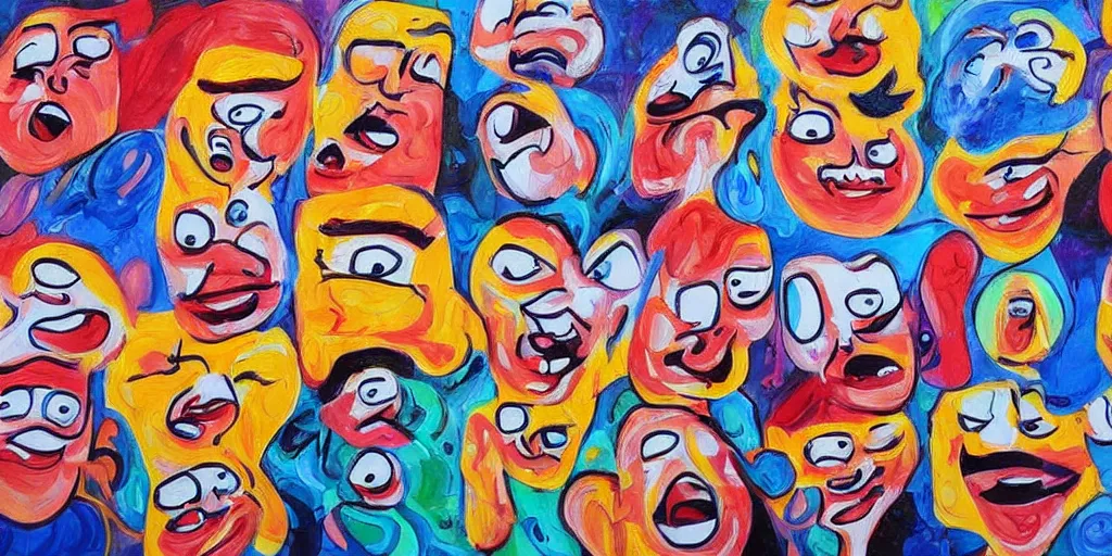 Prompt: detailed painting of funny faces