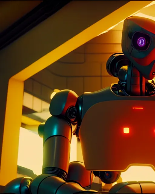 Image similar to robots from the cartoon series love, death and robots two in the void, cyberpunk 2 0 7 7, clemente, francesco may wilson, edward hopper filonov, beautiful face, octane rendering