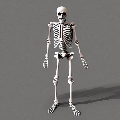 Prompt: skeleton made of cloth, 3d render