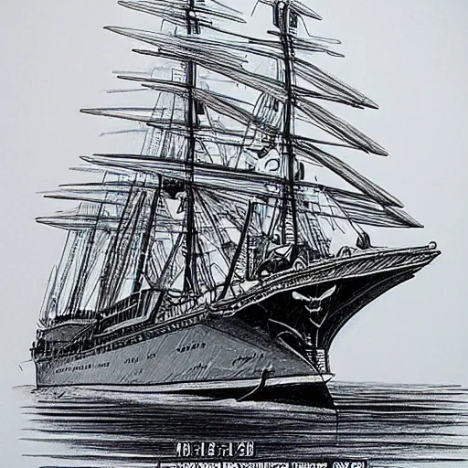 Prompt: Russian ship of the 22nd century very detailed drawing style, epic style