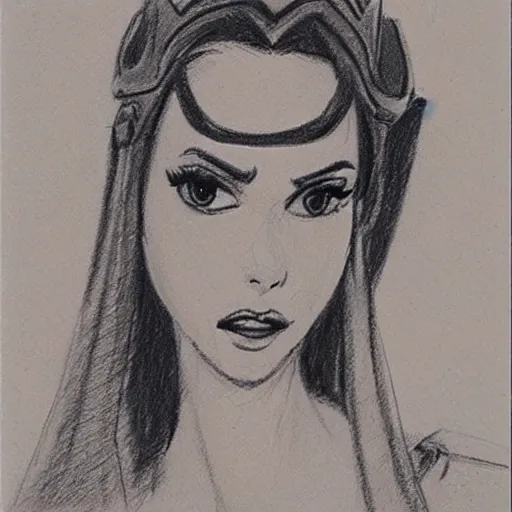 Image similar to milt kahl sketch of victoria justice as princess padme from star wars episode 3