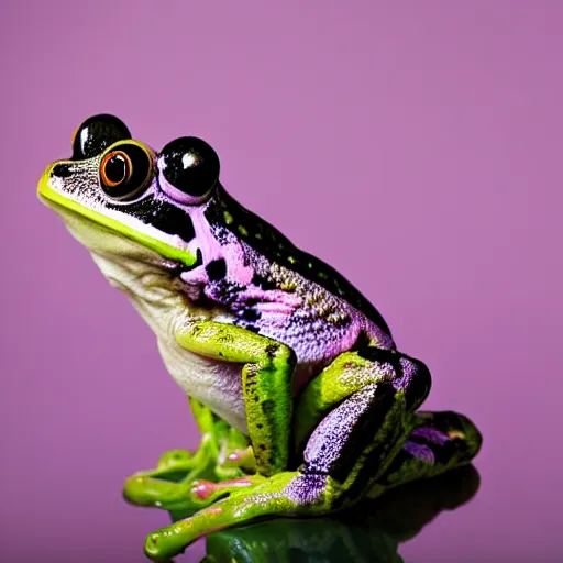 Prompt: a frog inspired by poison created by the make up artist hungry photographed by andrew thomas