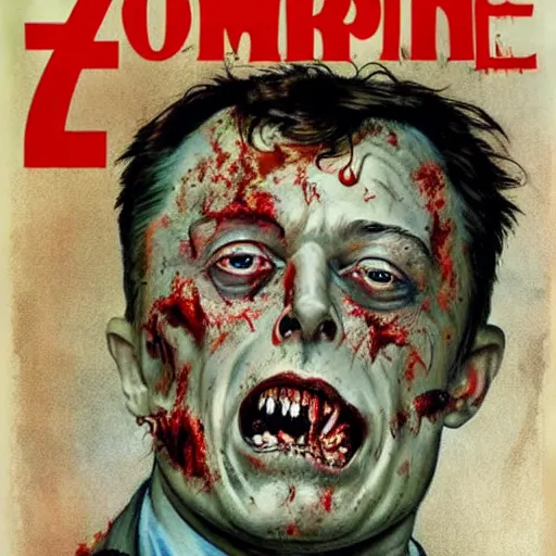 Image similar to zombie elon musk by norman rockwell