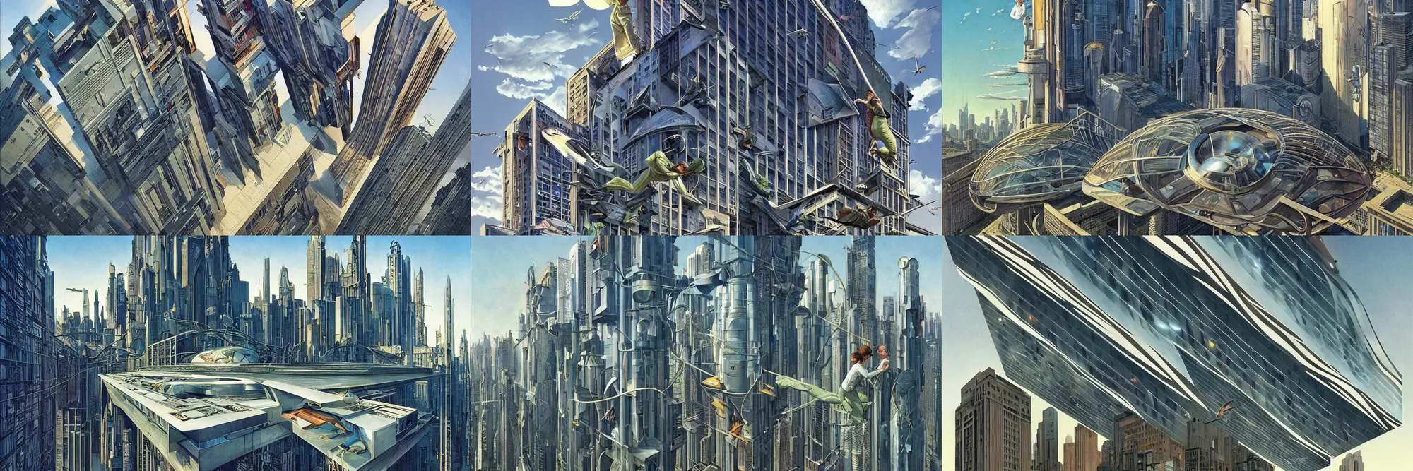 Prompt: long horizontal building, futuristic architecture, solarpunk, beautiful, photorealistic, hyper - realistic, behance, trending, by alex ross, norman rockwell, tim bradstreet, lee bermejo and darwyn cooke