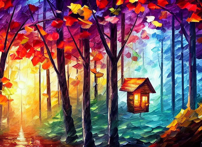 Prompt: Kanye West standing behind the window of his little mushroom house, magical forest, Alena Aenami, Leonid Afremov