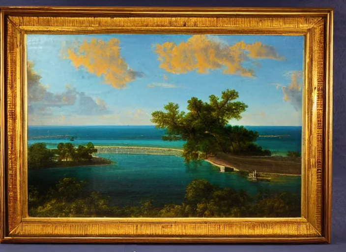 Image similar to florida keys in the style of hudson river school of art, oil on canvas