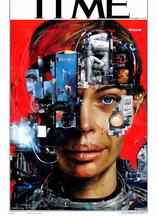 Image similar to TIME magazine cover, the coming AI singularity, by Chevrier, 4k