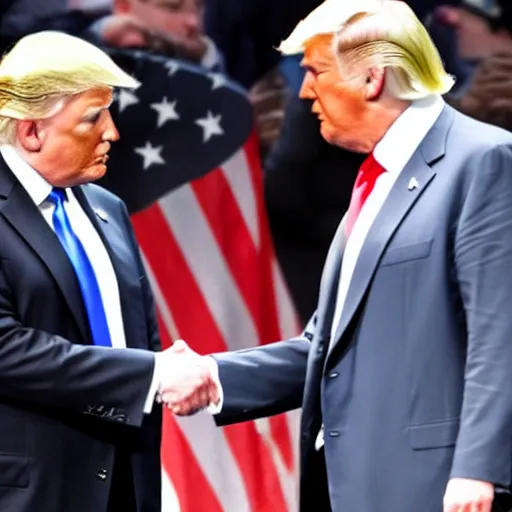 Image similar to donald trump and magnus carlsen shaking hands