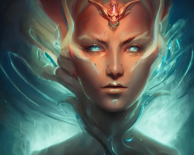 Image similar to portrait of a beautiful satanic cybernetic emanation, by pete mohrbacher and artgerm and wlop, digital art, highly detailed, intricate, fantasy, mystical, sharp focus, Trending on Artstation HQ, deviantart, unreal engine, 4K UHD image