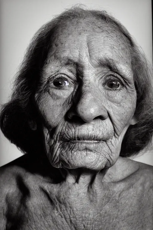 Image similar to closeup portrait of an old blind lady by Robert Mapplethorpe,