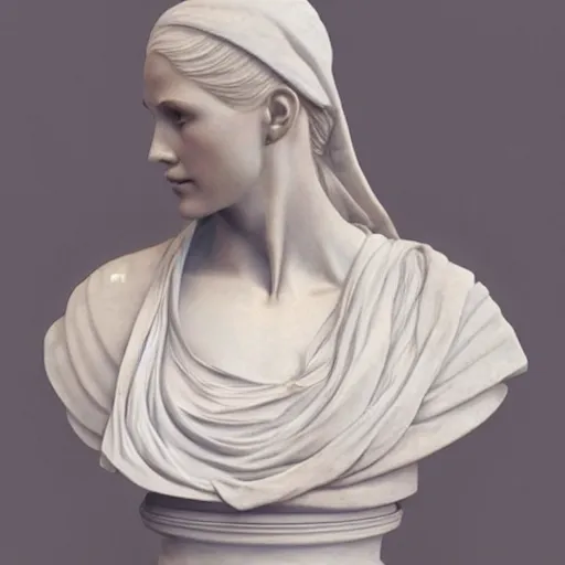 Image similar to beautiful lifelike award winning marble statue bust of gerald of rivia unreal engine octane render trending on art station artgerm greg rutkowski alphonse mucha cinematic atmospheric