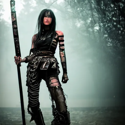 Prompt: photo of a female dreamcore warrior