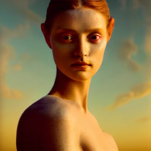 Prompt: photographic portrait of a stunningly beautiful renaissance female with abstract tribal makeup in soft dreamy light at sunset, contemporary fashion shoot, by edward robert hughes, annie leibovitz and steve mccurry, david lazar, jimmy nelsson, breathtaking, 8 k resolution, extremely detailed, beautiful, establishing shot, artistic, hyperrealistic, beautiful face, octane render