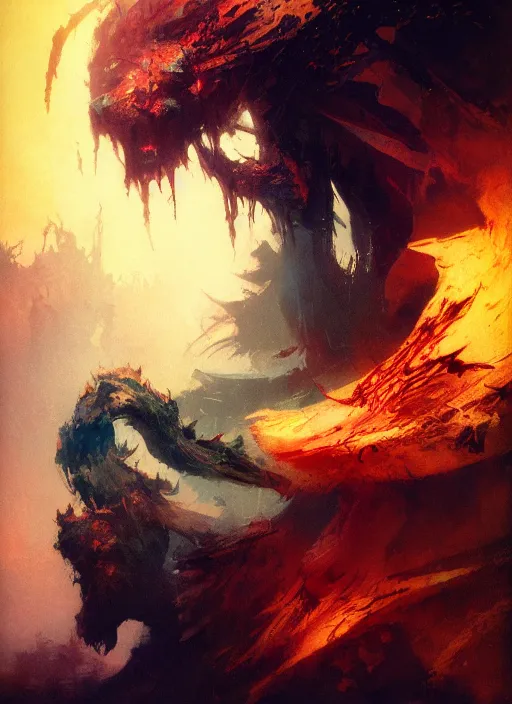 Image similar to balrog, intricate, elegant, highly detailed, vivid colors, john park, frazetta, sparth, ruan jia, jeffrey catherine jones