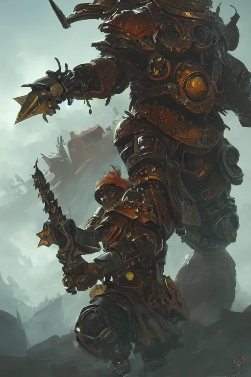 Image similar to martti ahtisaari as a warhammer ork boss, sci fi, highly detailed, digital painting, artstation, concept art, sharp focus, illustration, art by artgerm and greg rutkowski and alphonse mucha