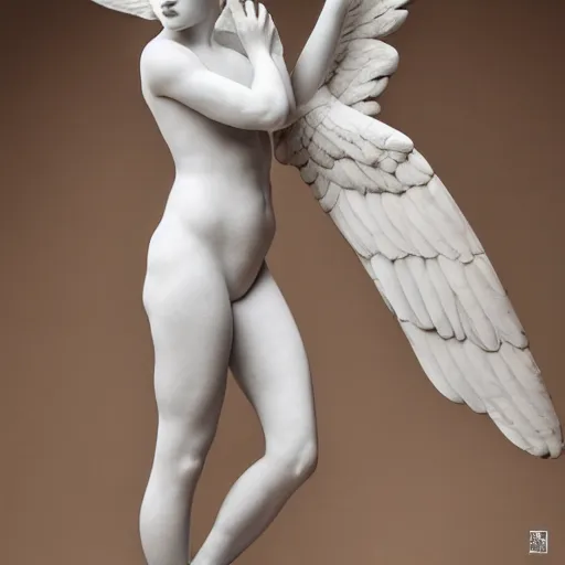 Image similar to a marble statue of an beautiful angel girl by peter kemp