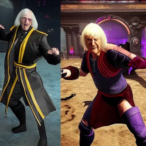 Image similar to jimmy savile as mortal kombat 1 1 game character boss, unreal engine, realistic,