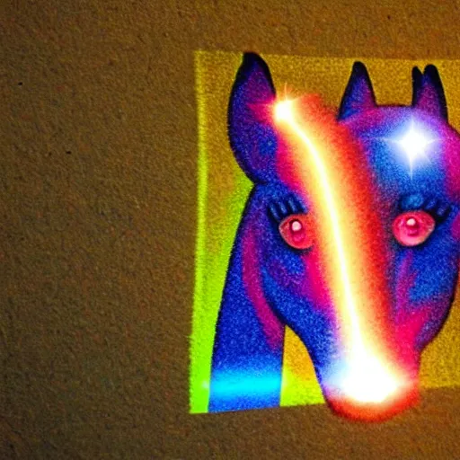 Prompt: a horse made out of lazers