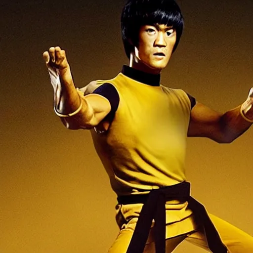 Prompt: bruce lee in game of death in a pixar movie