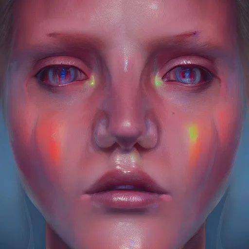 Image similar to a portrait of an intensely lit spiraling stretched face, red, oil painting, pale colors, high detail, 8 k, wide angle, trending on artstation,