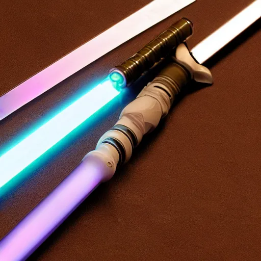 Prompt: a lightsaber with an iridescent blade