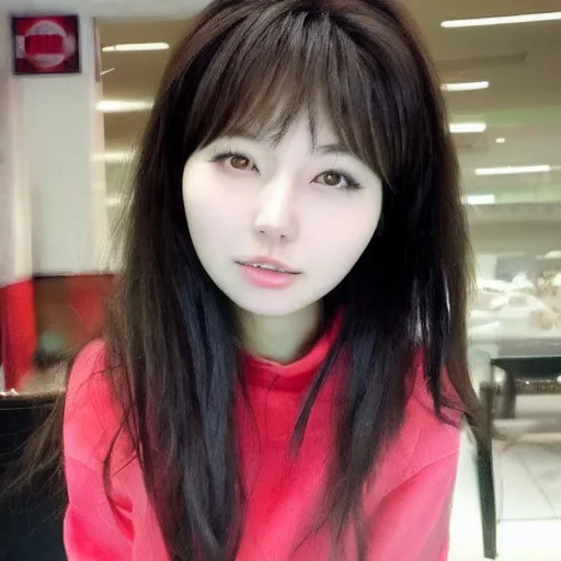 Image similar to a cute young korean girl with messy hair