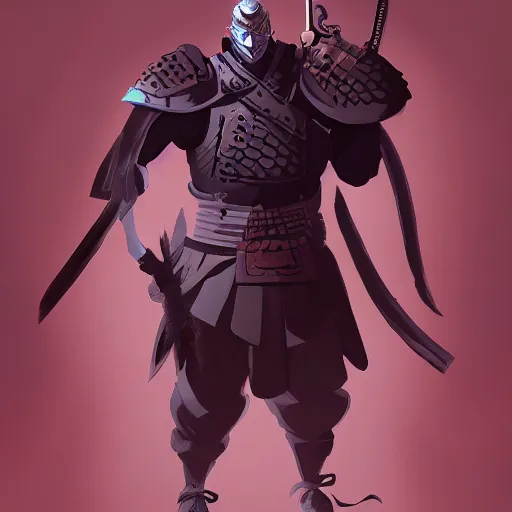 Image similar to upper body illustration ofa samurai master in full armor, he wears a demon mask, mattepainting concept blizzard pixar maya engine on stylized background splash comics global illumination lighting artstation, sharp focus, lois van baarle, ilya kuvshinov, rossdraws