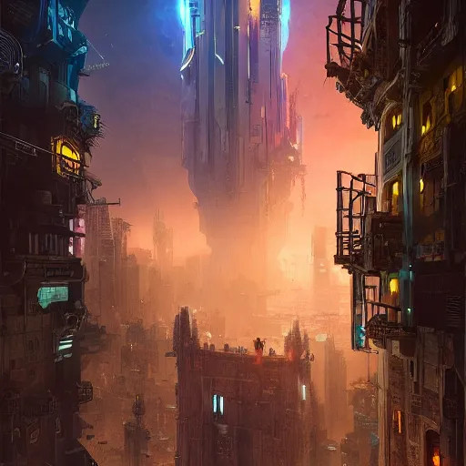 Prompt: cyberpunk torre del oro, atmospheric lighting, intricate, volumetric lighting, beautiful, sharp focus, ultra detailed, in the art style of marc simonetti, bowater charlie and brom gerald, astrophotography