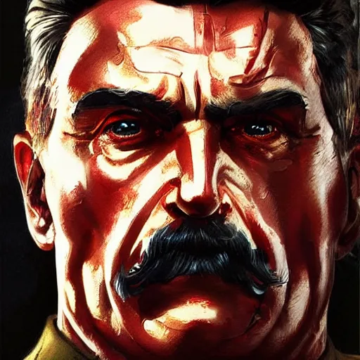 Image similar to joseph stalin as heavily damaged t - 8 0 0 terminator, highly detailed, digital painting, artstation, concept art, matte, sharp focus, illustration, art by artgerm and greg rutkowski and alphonse mucha