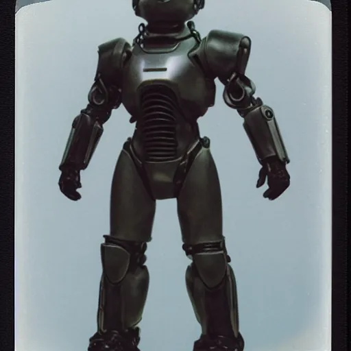 Prompt: polaroid of enclave X-01 power armor by Tarkovsky