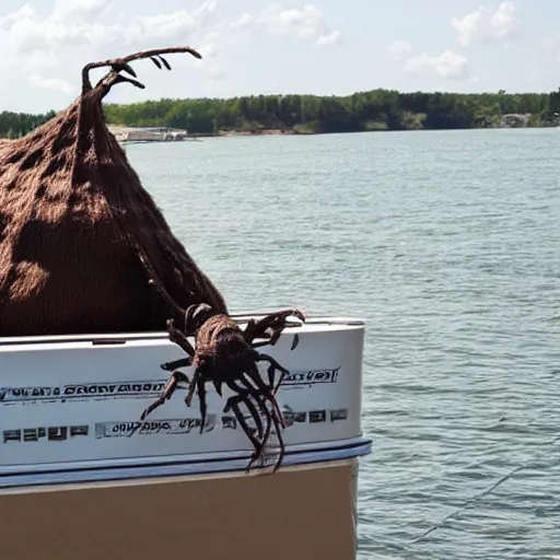 Prompt: Aragog on a boat