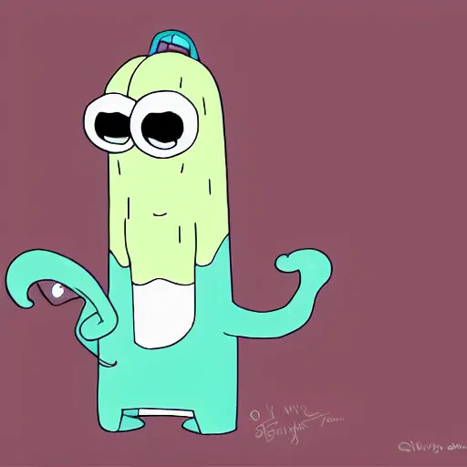 Prompt: squidward as a adventure time character