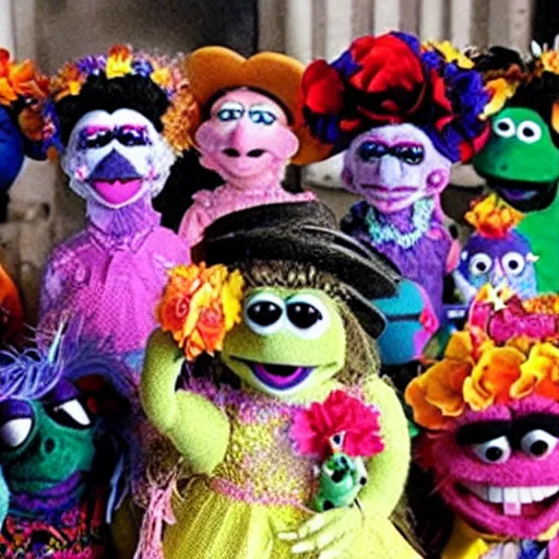 Prompt: dia de los muertos muppet