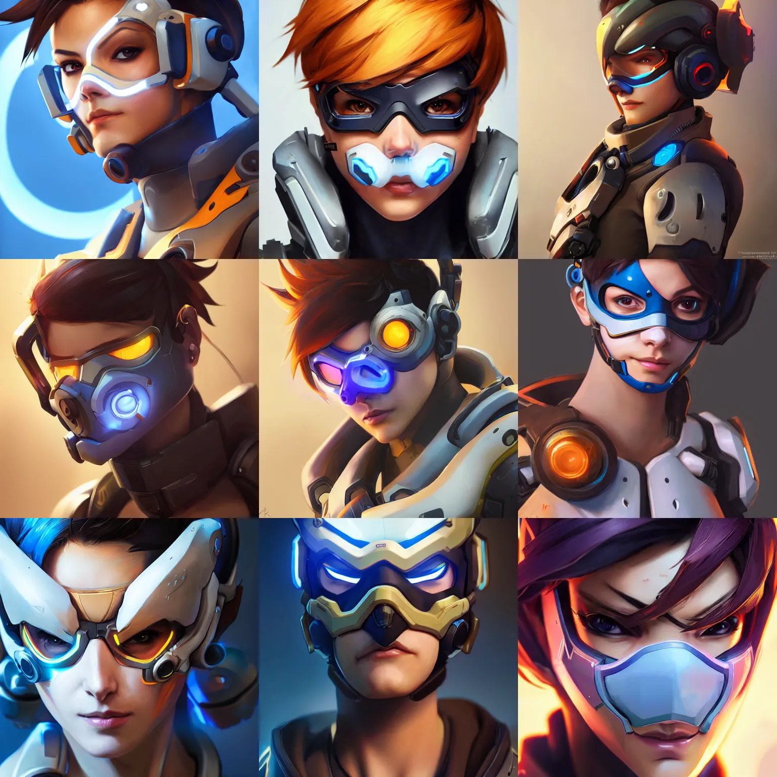 overwatch tracer wearing a cyberkinetic mask, digital, Stable Diffusion