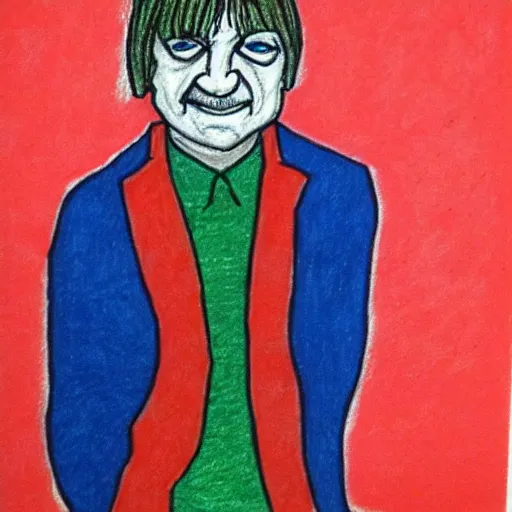 Image similar to mark e smith, children's crayon drawing