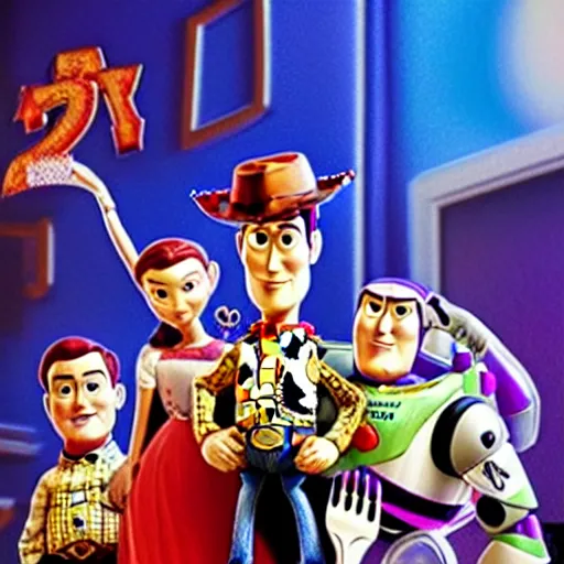 Prompt: Toy Story 2 but it's a horror film, scary, dramatic, traumatic, ridiculous