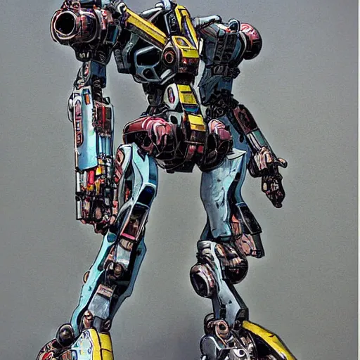 Image similar to skinny mega mech by mamoru nagano