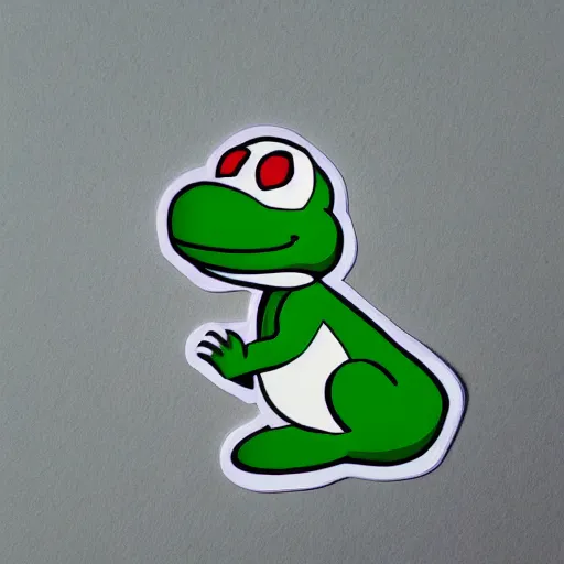 Image similar to symmetrical die cut sticker, yoshi from yoshi's island, splatter paint