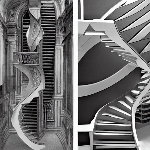 Prompt: impossible Escher staircase but as a realistic photo