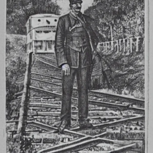 Image similar to the disembodied spirit of a railroad worker