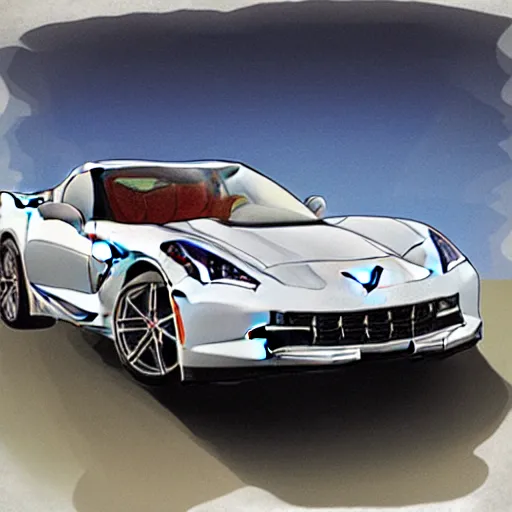 Image similar to portrait of a corvette champagne hybrid, digital art