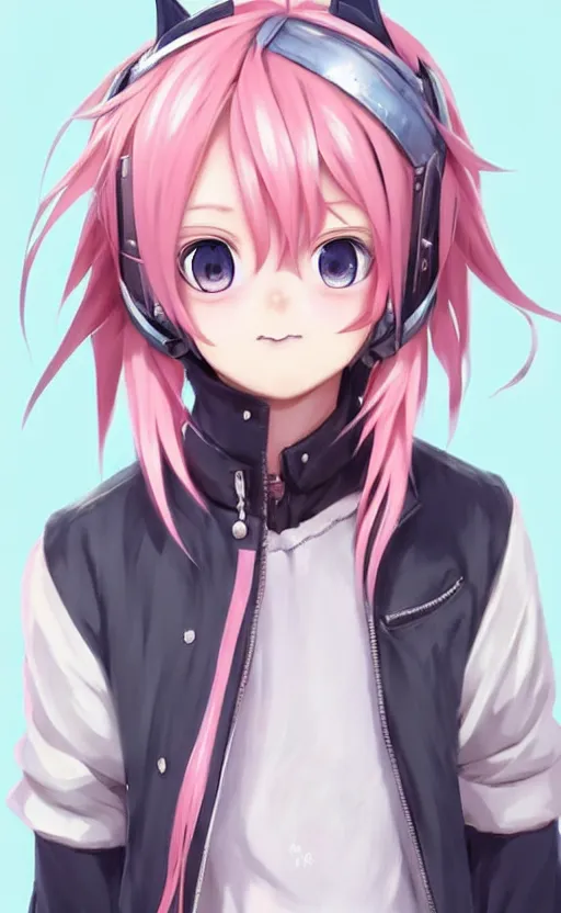 Image similar to character concept art of an cute anime boy with pink hair and wolf ears | | cute - fine - face, pretty face, key visual, realistic shaded perfect face, fine details by stanley artgerm lau, wlop, rossdraws, james jean, andrei riabovitchev, marc simonetti, and sakimichan, tranding on artstation