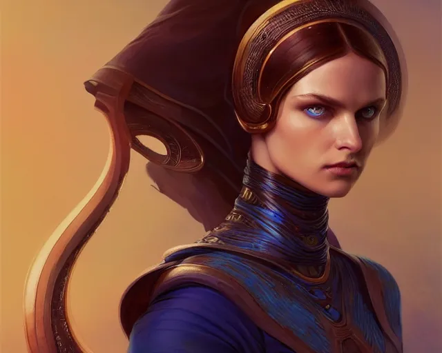 Image similar to photography of alia atreides of the knife, completely blue eyes, deep focus, dune, science fiction, intricate, elegant, highly detailed, digital painting, artstation, concept art, matte, sharp focus, illustration, hearthstone, art by artgerm and greg rutkowski and alphonse mucha