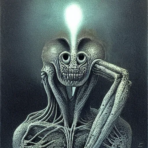 Image similar to an insectoid alien creature, by zdzislaw beksinski