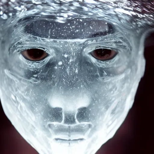 Image similar to see through clear sheet of ice sheet of ice in front of face face face behind ice face behind ice