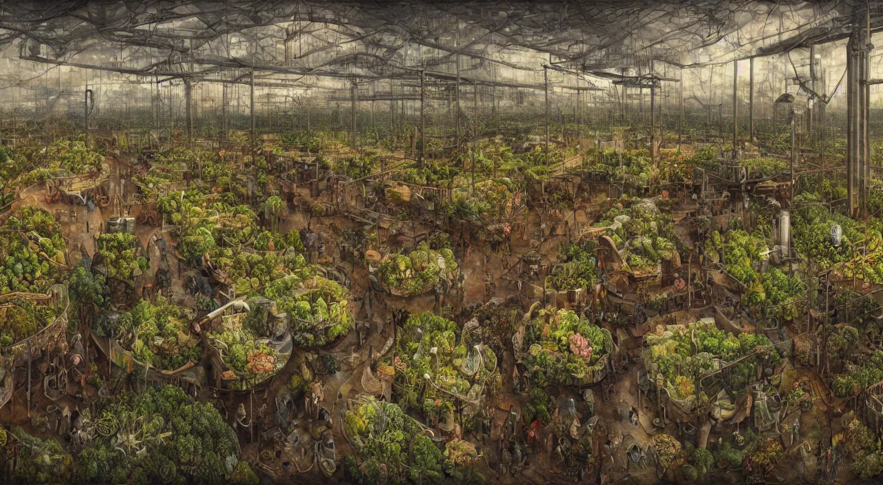 Image similar to A Warehouse of Alien Botany In The Style Of Andrea Kowch, Fantastic Surrealism Realism Symbolic Digital Art Fantastic Realism 8k Resolution, 64 Megapixels, Coherent, Behance HD, Hyper Detailed Digital Image